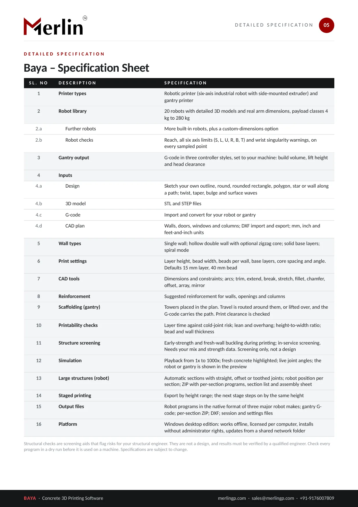 BAYA — Concrete 3D Printing Software brochure, page 5 of 5