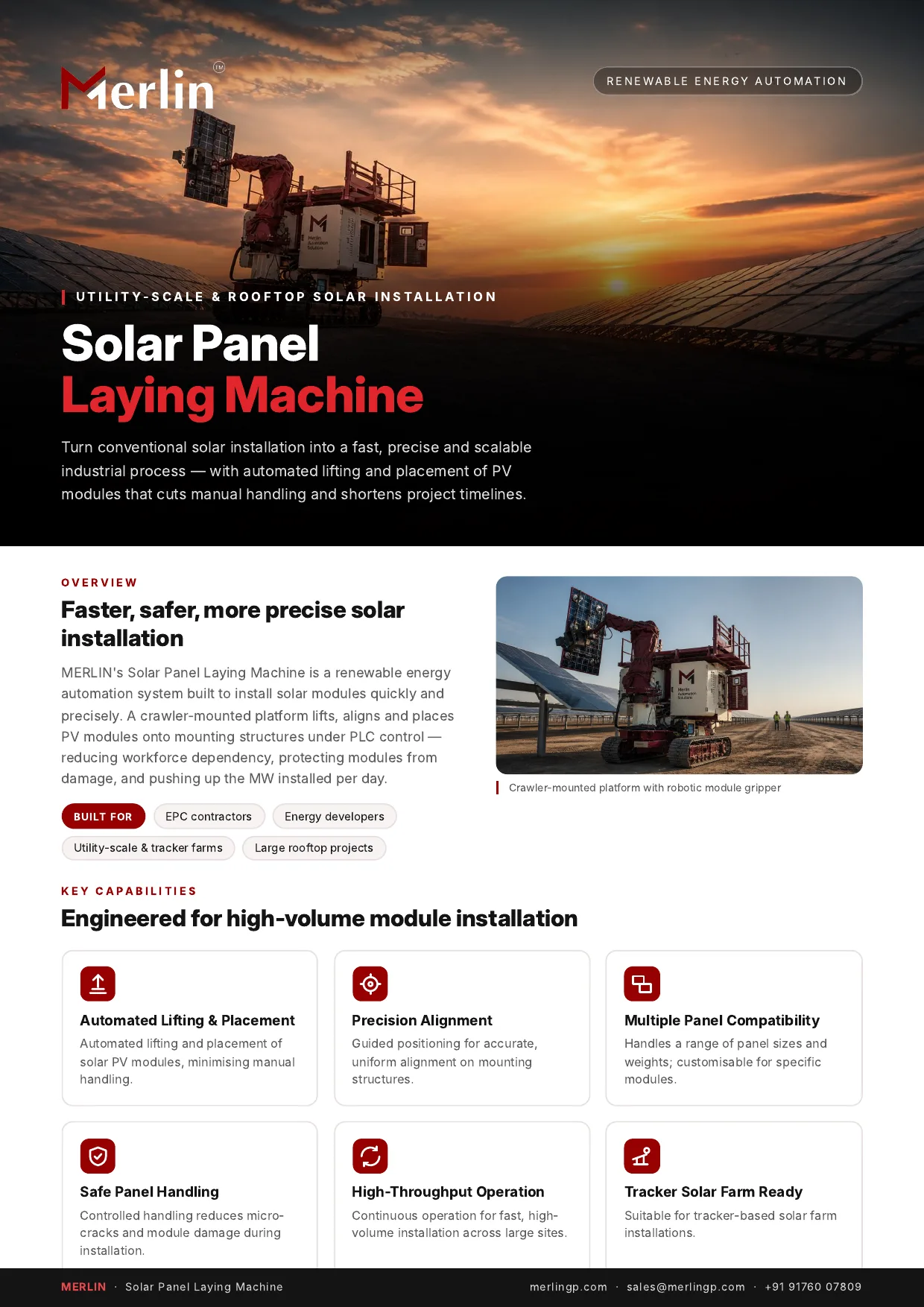 Solar Panel Laying Machine brochure, page 1 of 2
