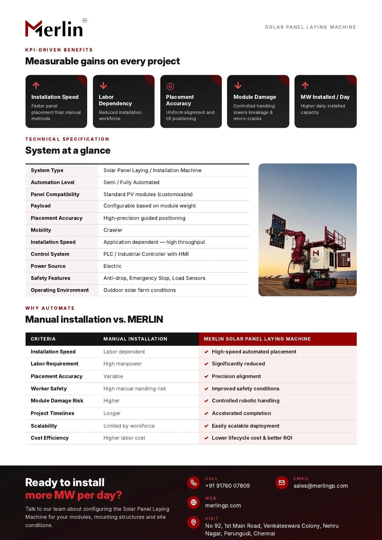 Solar Panel Laying Machine brochure, page 2 of 2